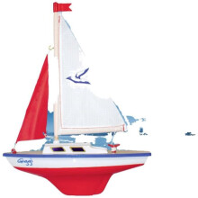 Segelboot - Giggi - 240 mm - Holz - Spezialfarbe für Unterwasser - Betriebsbereit