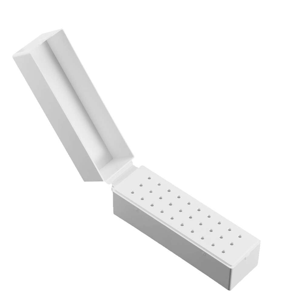 Nail Drill Bit Holder 30 Slots Dustproof ABS Storage Case with Secure Clamshell Lock for Manicure
