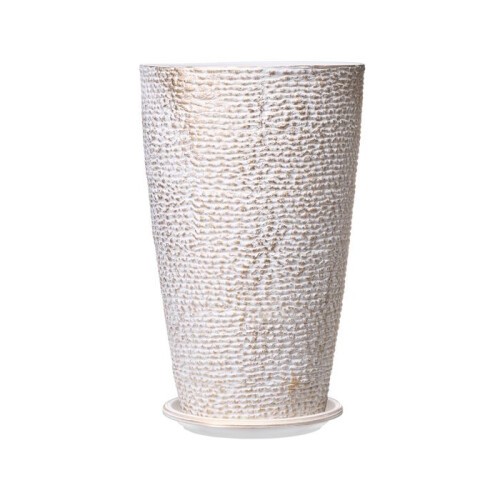 Jardineiras Redondas - DUOKU - Conjunto de 2 - 53 cm - Bege com borda dourada - Plástico PP