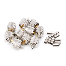 10PCS UHF Male Crimp Connector for RG58 RG142 LMR195 RG400 with Screwed Coupling