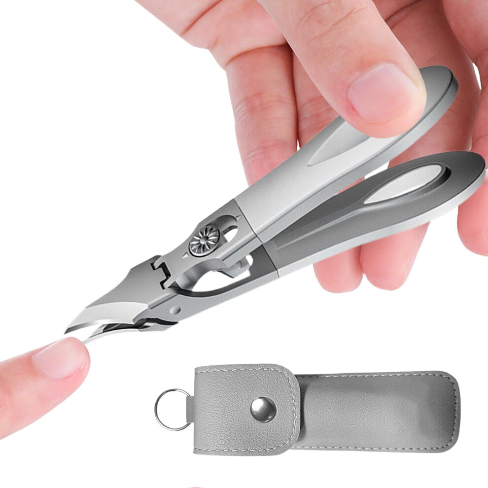 Silver Wide Jaw Thick Nail Clippers Stainless Steel For Seniors With Ergonomic Long Handle And AntiâSlip Grip