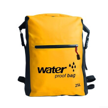 25L Waterproof Hiking Backpack with PVC Mesh, Foldable Lightweight Design for Outdoor Sports, Yellow