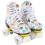 White Graffiti Quad Roller Skates Size 38 with  Support and Durable Wheels for Indoor Use 4