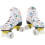 White Graffiti Quad Roller Skates Size 38 with  Support and Durable Wheels for Indoor Use 3