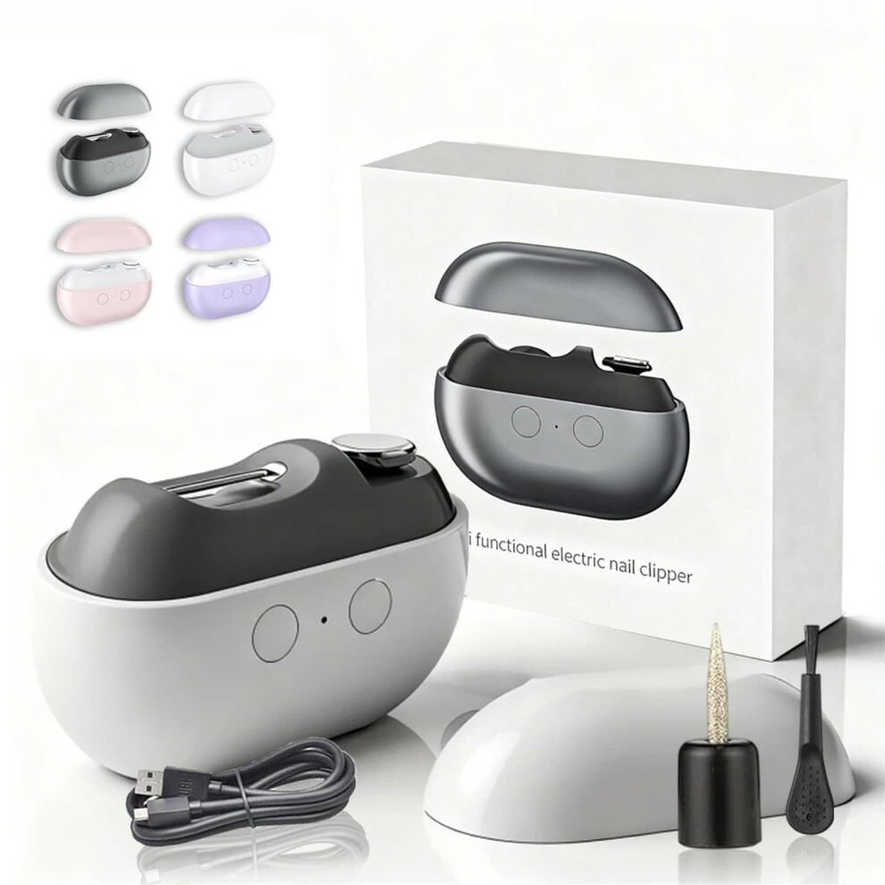 Electric Nail Clipper with LED Light, Rechargeable 3âinâ1 Trimmer Polisher with Clipping Collection for Seniors