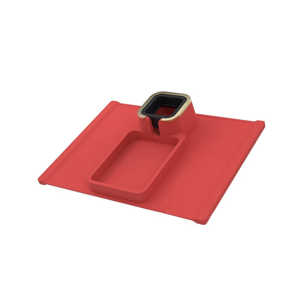 Sofa Armrest Cup Holder Tray With Remote And Phone Organizer, Silicone Drink Stand (Red) 9094768547403