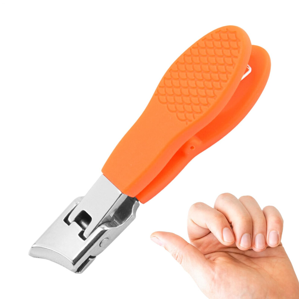 Orange Wide Jaw Opening Toenail Clippers With Ergonomic Handle And Splashproof Guard For Precise Cutting