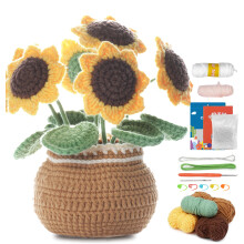 Kit de manualidades para decorar el escritorio de la oficina en casa, kit de bricolaje de girasoles artificiales con videotutoriales y herramientas