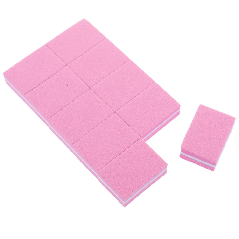 Pink 50Pcs Mini Nail Buffer Block Sponge For Smooth Nail Surface Manicure Pedicure