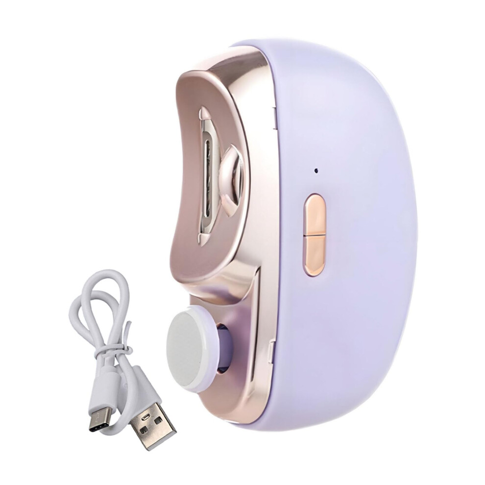 Electric Nail Clipper for Seniors and Kids, Quiet Automatic Nail Trimmer with LED Light Purple