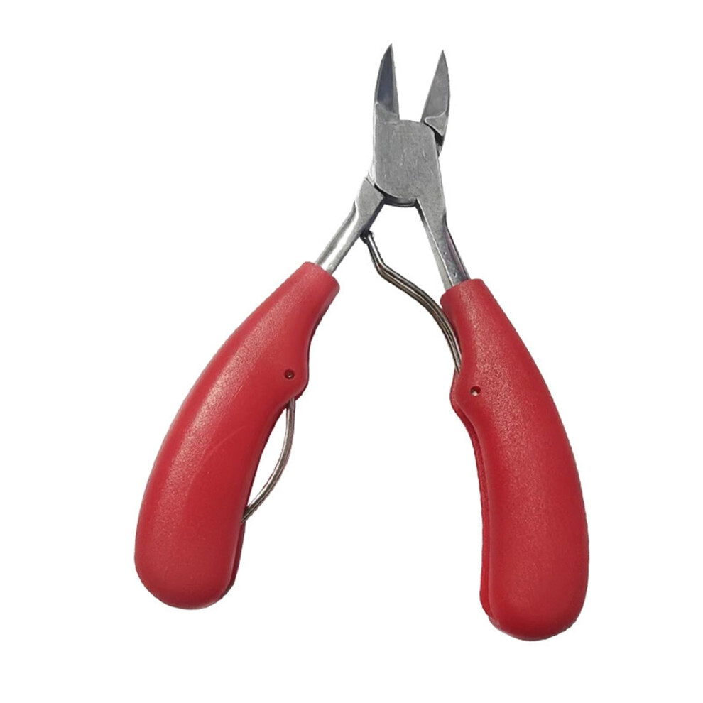 Red Ingrown Toenail Clipper Stainless Steel Curved Tip Nipper For Thick Nails With Ergonomic Grip