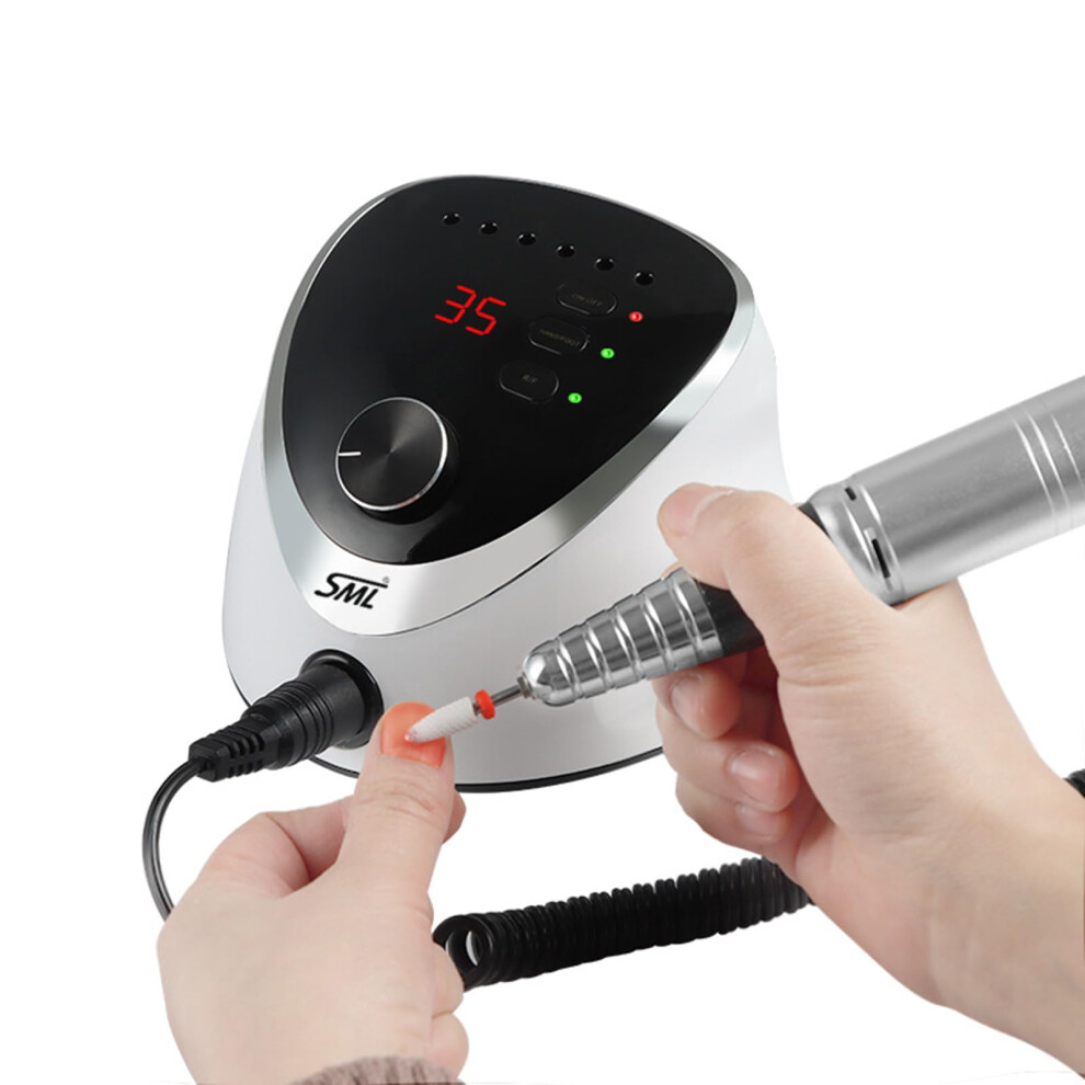 Electric Nail Drill 35000RPM Professional File for Acrylic Nails with Bits and Base for Salon Home