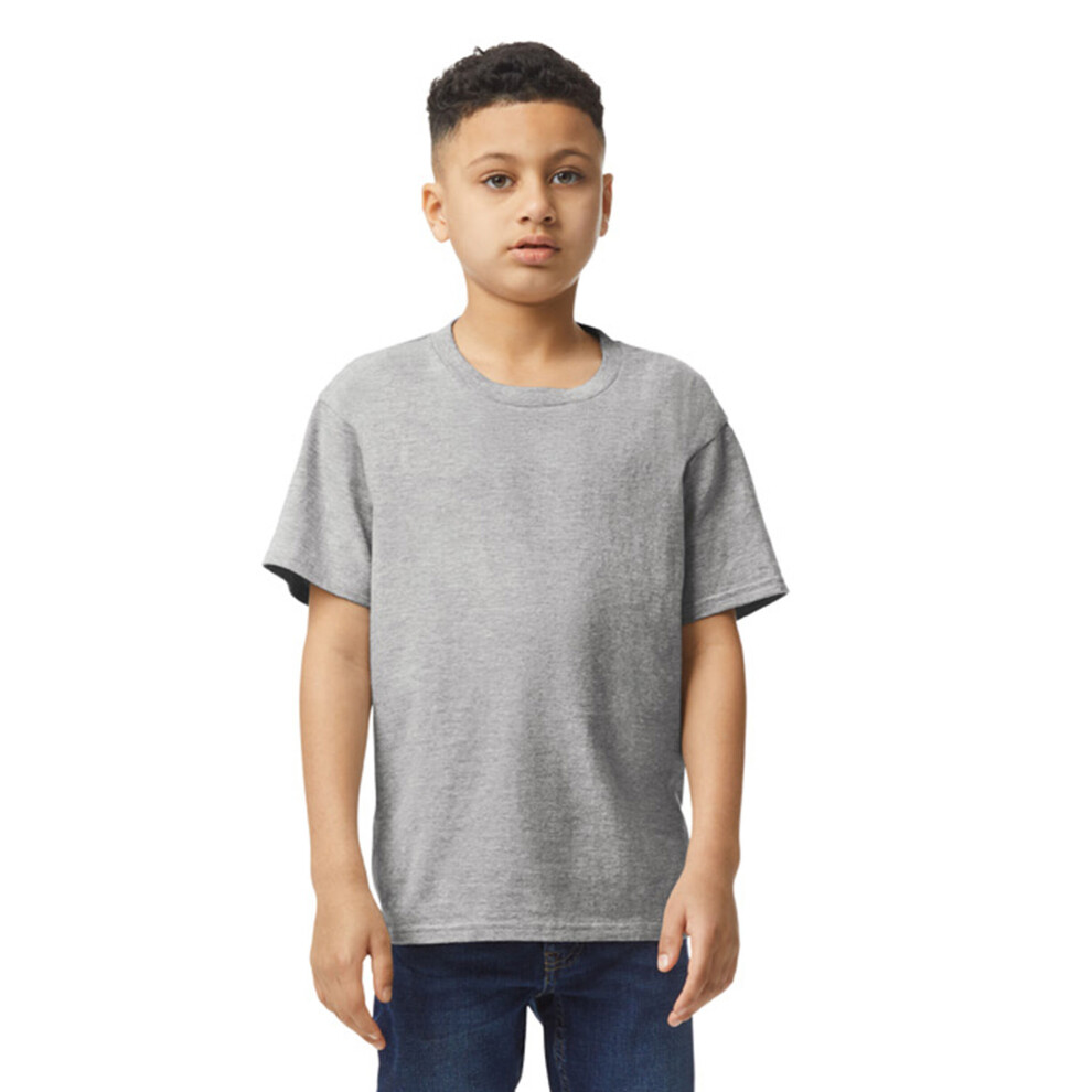 New Gildan Boys (9-11 Years, Sporty ) Childrens/Kids Plain Cotton Lightweight T-Shirt Grey