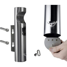 Outdoor Cigarette Bin Stainless Steel Lockable Weatherproof Wall Mounted Ashtray for Public Spaces