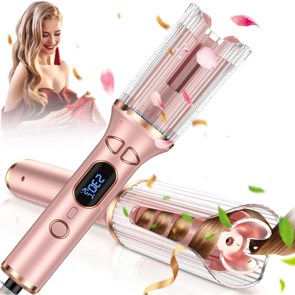 Automatic Curling Iron 1 Inch Ceramic Barrel with OneKey Curling, Dual Voltage, Adjustable Heat