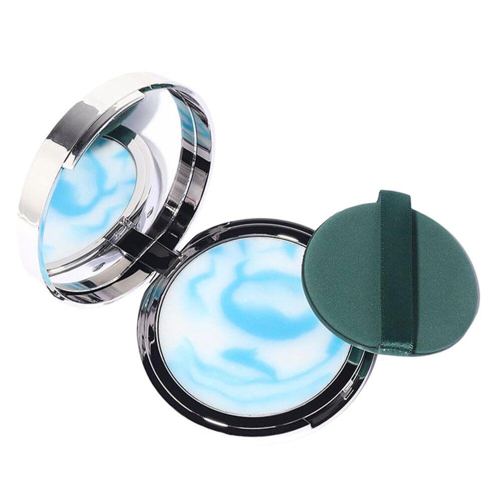 Blue Oil Control Matte Face Powder With Puff Long Lasting Natural Look Hydrating Pressed Setting Powder