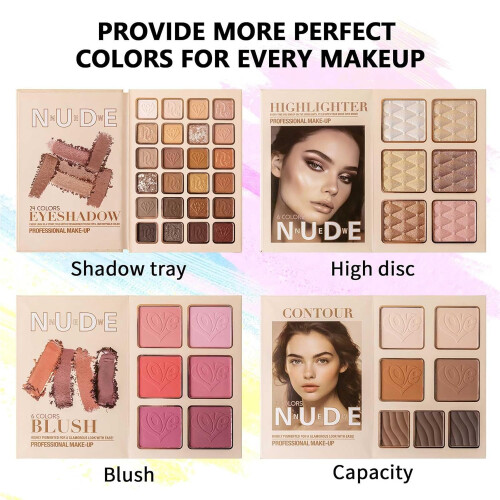 Makeup Palette, 4Layer BookStyle, Matte Glitter Metallic Shimmer (43 Colors) 1