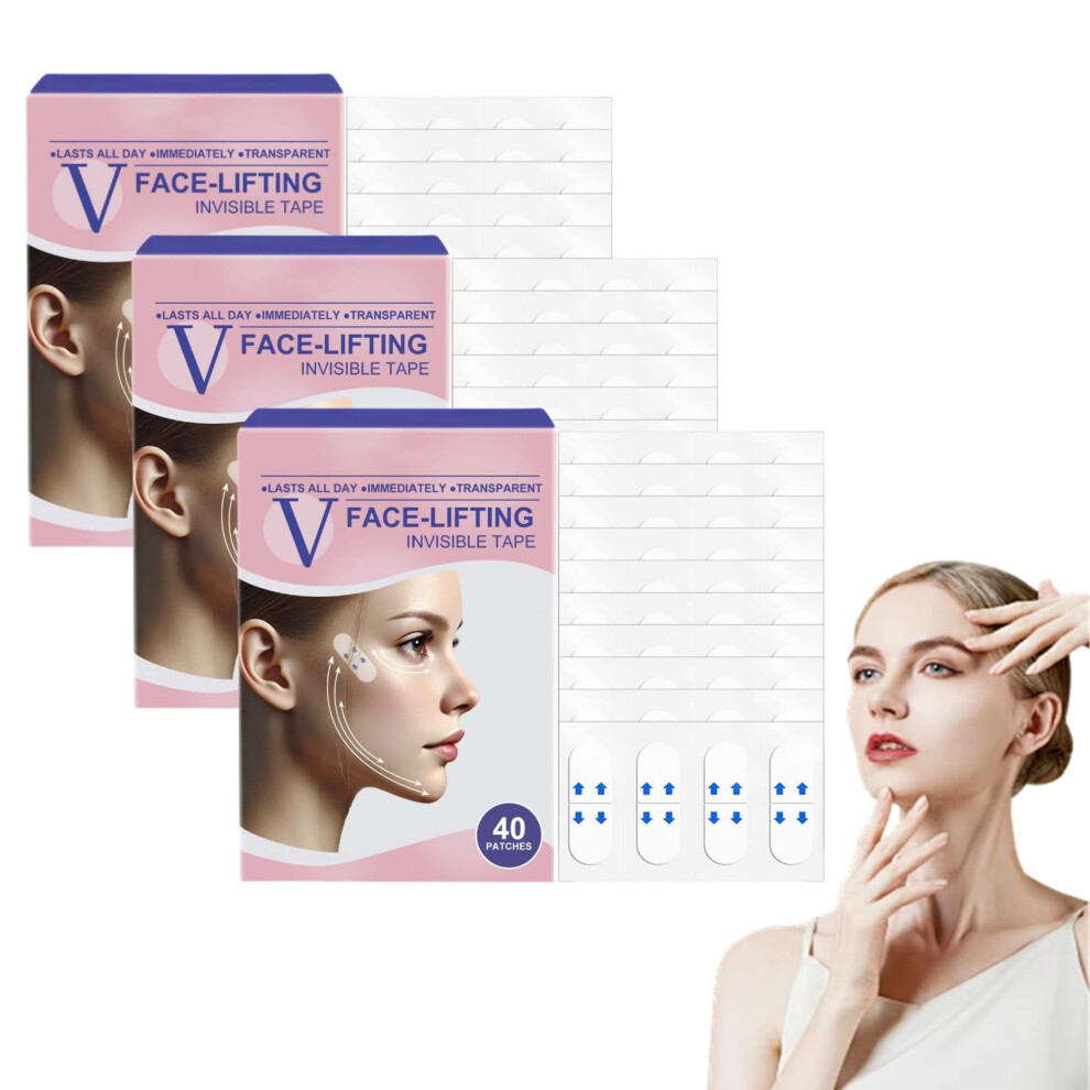 Face Lift Tape 40pcs Invisible VShaped Lifting Stickers for Jawline Cheeks Double Chin