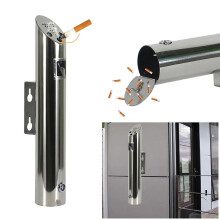 Outdoor Wall Mounted Ashtray Stainless Steel Cigarette Bin Large Capacity Lockable Weatherproof for Bar Office