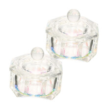 2pcs Crystal Glass Nail Dappen Dish with DustProof Lid for Acrylic Powder and Liquid Mixing