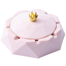 Windproof Smokeless Ashtray with Lid Stainless Steel Crown Design for Home Office Outdoor Use