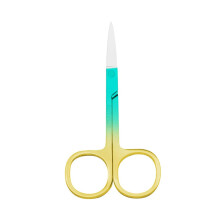 Stainless Steel Eyebrow Scissors for Precise Brow Shaping and Nose Hair Grooming, Green Golden