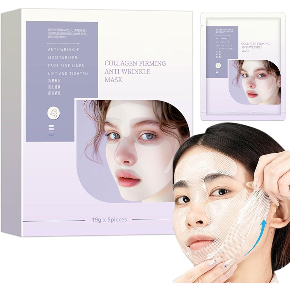 Collagen Face Mask with 3D Hydrogel Lifting Design for Firming and Hydrating Skin Elasticity (1 Box)