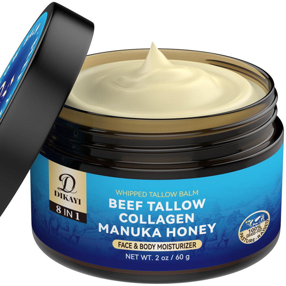 Organic GrassFed Beef Tallow Balm with Manuka Honey, Deep Hydration Face and Body Moisturizer