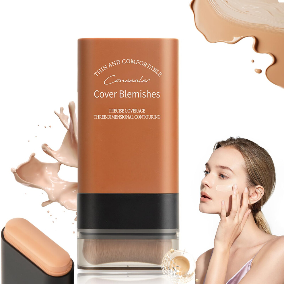Foundation Stick with BuiltIn Brush, Full Coverage Oil Control Hydrating Makeup, 5 Colors 2.47oz