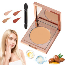 Undereye Corrector with Brush, Natural Clay Dark Circle Concealer, Brighten and LongLasting Coverage