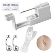 Sterile Belly Button Piercing Kit with Navel Piercing Gun for Women and Men, Surgical Steel Needle