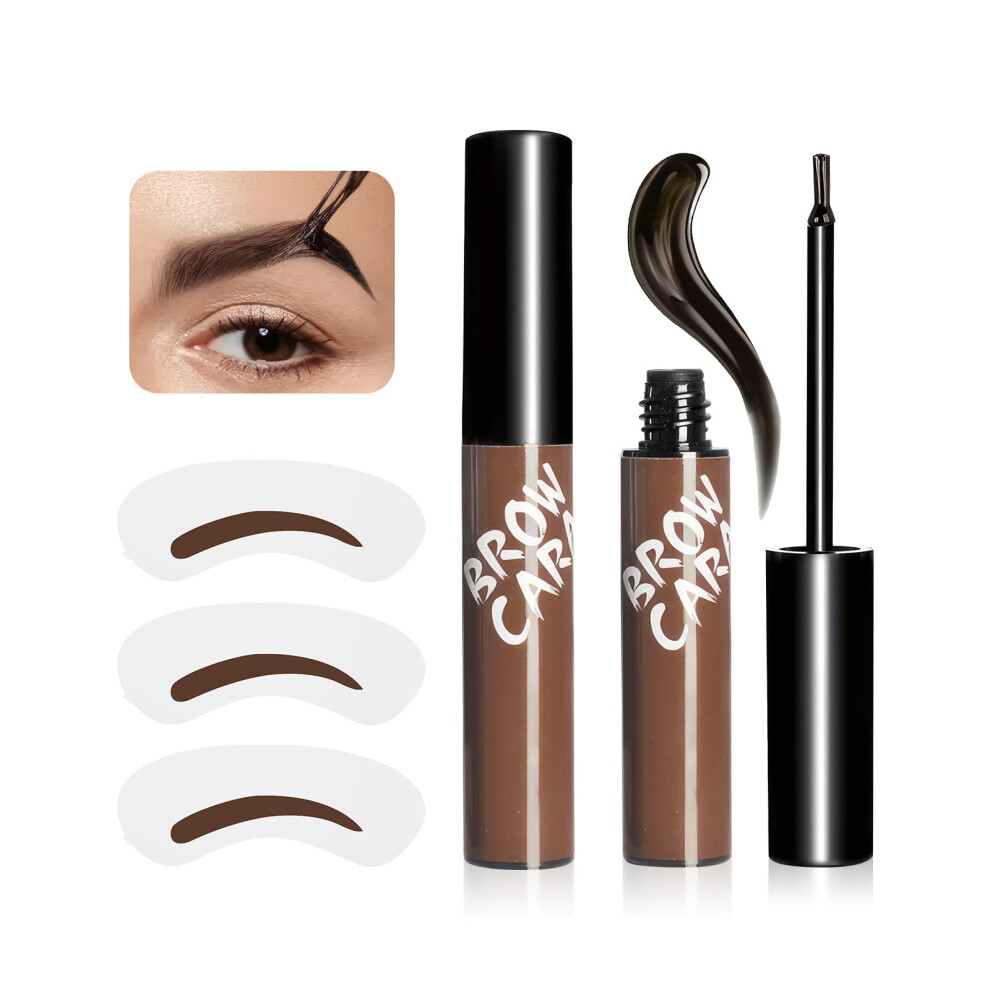 Brown Eyebrow Gel Peel Off Waterproof Brow Tattoo With Stencils For Longlasting Defined Brows Warm