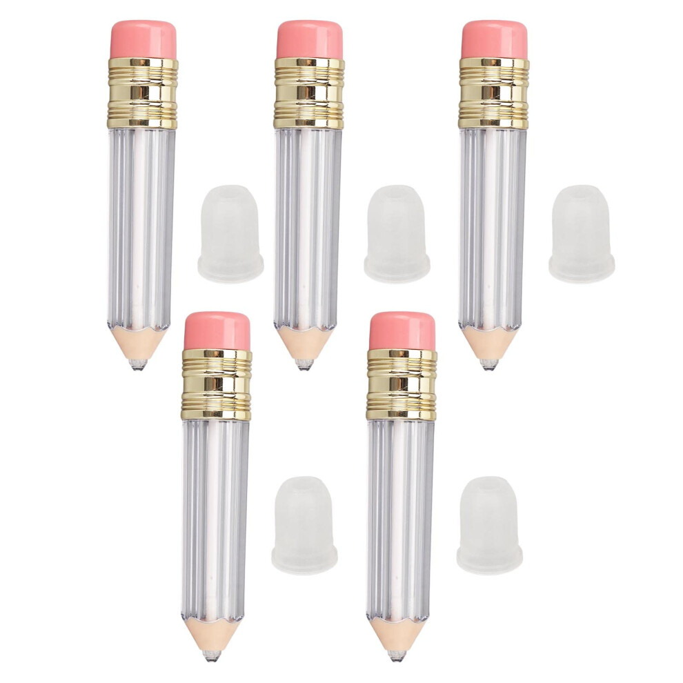 Lip Gloss Tubes 5pcs 5ml Pencil Shaped Empty Refillable Containers with Leakproof Brush Applicator