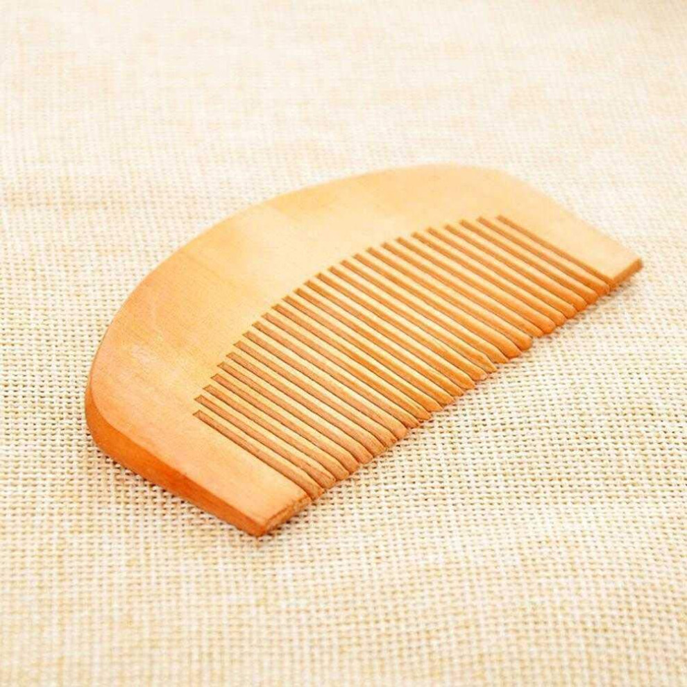 Unisex Peach Natural Wooden Wide Tooth Comb For Curly Hair, Handmade Antistatic Wood Beard And Hair Detangler