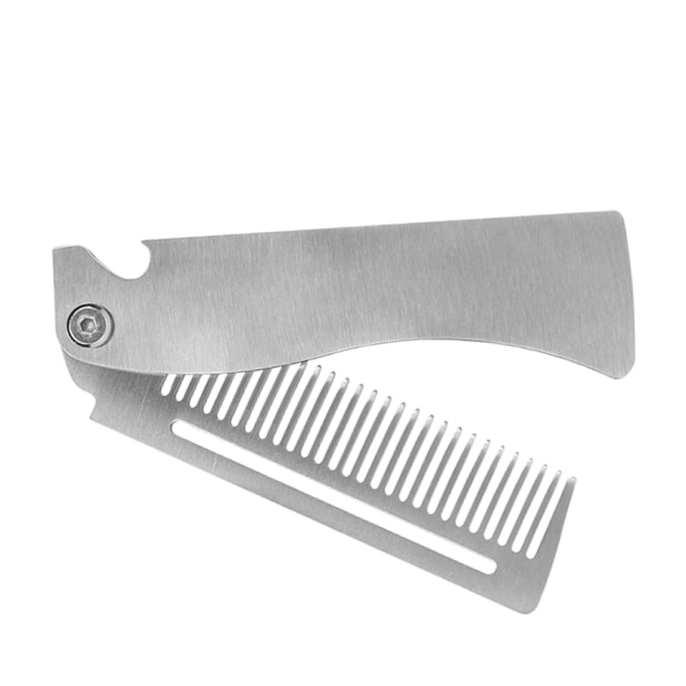 Unisex Stainless Steel Folding Pocket Comb For Beard And Mustache, Fine Tooth Travel Grooming Tool