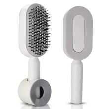 SelfCleaning Detangling Hair Brush with 3D Air Cushion and AntiStatic Paddle for All Hair Types Purple