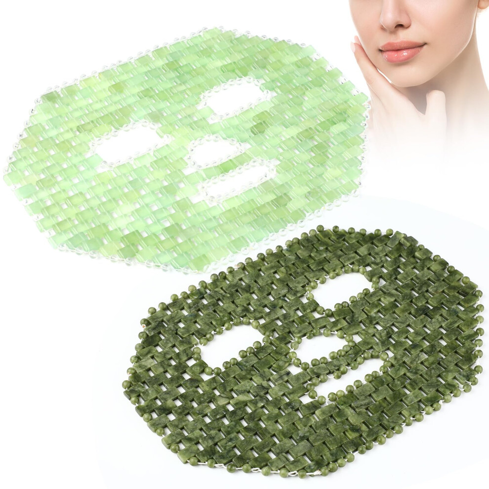Dark Jade Facial And Eye Mask Set, Natural Cooling Stone Therapy To Reduce Puffiness And Circles