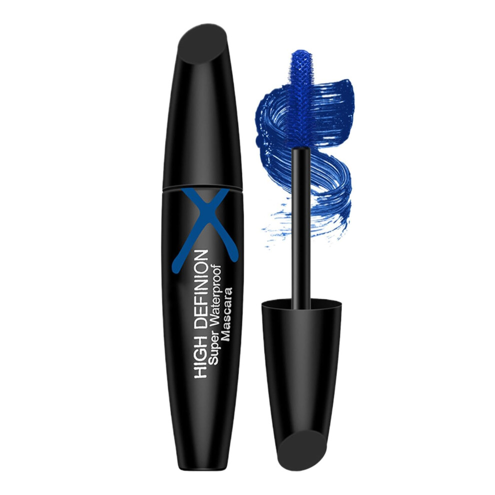 Blue Waterproof Mascara For Eyelashes With Volumizing And Lengthening Effect, Smudgeproof Formula