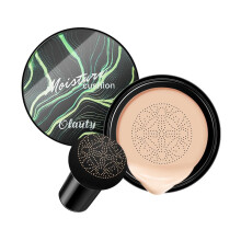CC Cream Foundation Air Cushion with Mushroom Head Applicator, Brown Color, Flawless LongLasting Coverage
