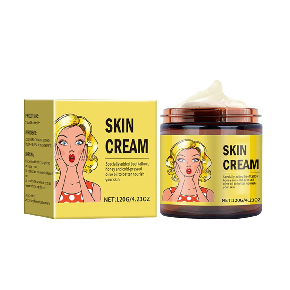 Cream Beef Tallow Moisturizer With Honey, Deep Hydration For Dry Sensitive Skin, 120G/4.23Oz