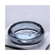 Crystal Ashtray with Windproof Lid, Round Temp Resistant Decorative Tabletop Ashtray Blue