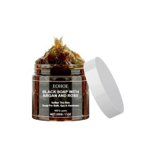 Moroccan Black Soap with Argan Oil and Rose for Deep Skin Cleansing and Exfoliation