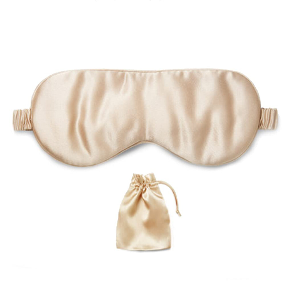 Light Silk Sleep Mask 100% Mulberry Silk Eye Mask Luxury Blocking Adjustable Strap For Travel Champagne