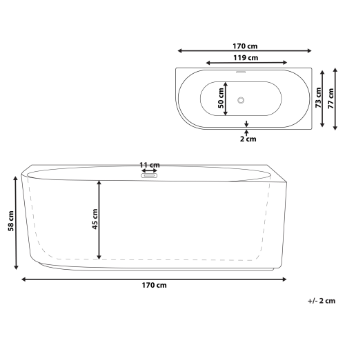 Beliani Corner Bath GOCTA Left Hand 1700 x 770 mm White 2