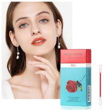 Red Matte Liquid Lipstick Waterproof NonTransfer Long Lasting Color Cotton Swab Applicator