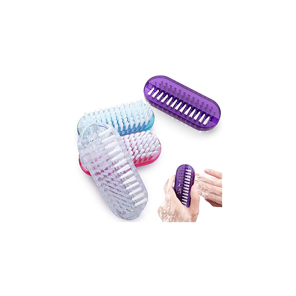 4pcs Double Sided Plastic Nail Cleaning Brush for Fingernail and Toenail Scrubbing