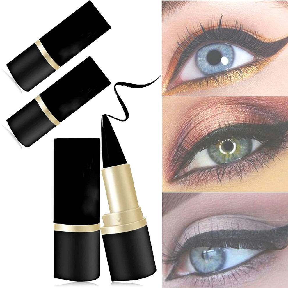 Black Matte Waterproof Eyeliner 3Pcs Set, Smudge Proof Quickdry Twistup Longlasting Pen