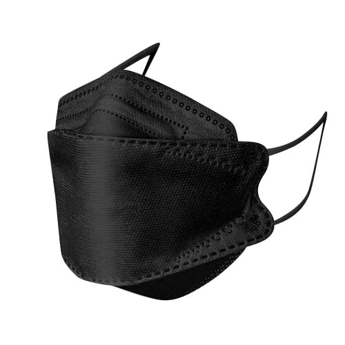 KF94 Face Mask for Adults Black 50 Pack 3D Fish Type FourLayer Filtration Breathable Protective