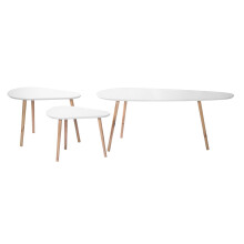 Set of 3 Nesting Tables, White and Wood