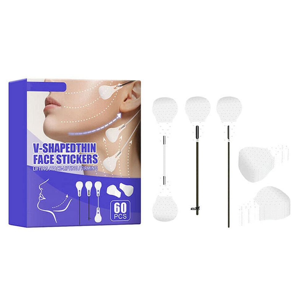 Face Lift Tape 60pcs Invisible V Line Sticker for Double Chin Neck and Jawline Contouring